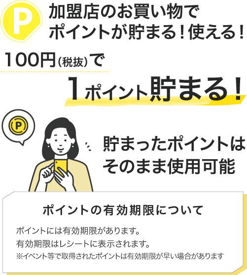 100円(税抜)で1ポイント貯まる!